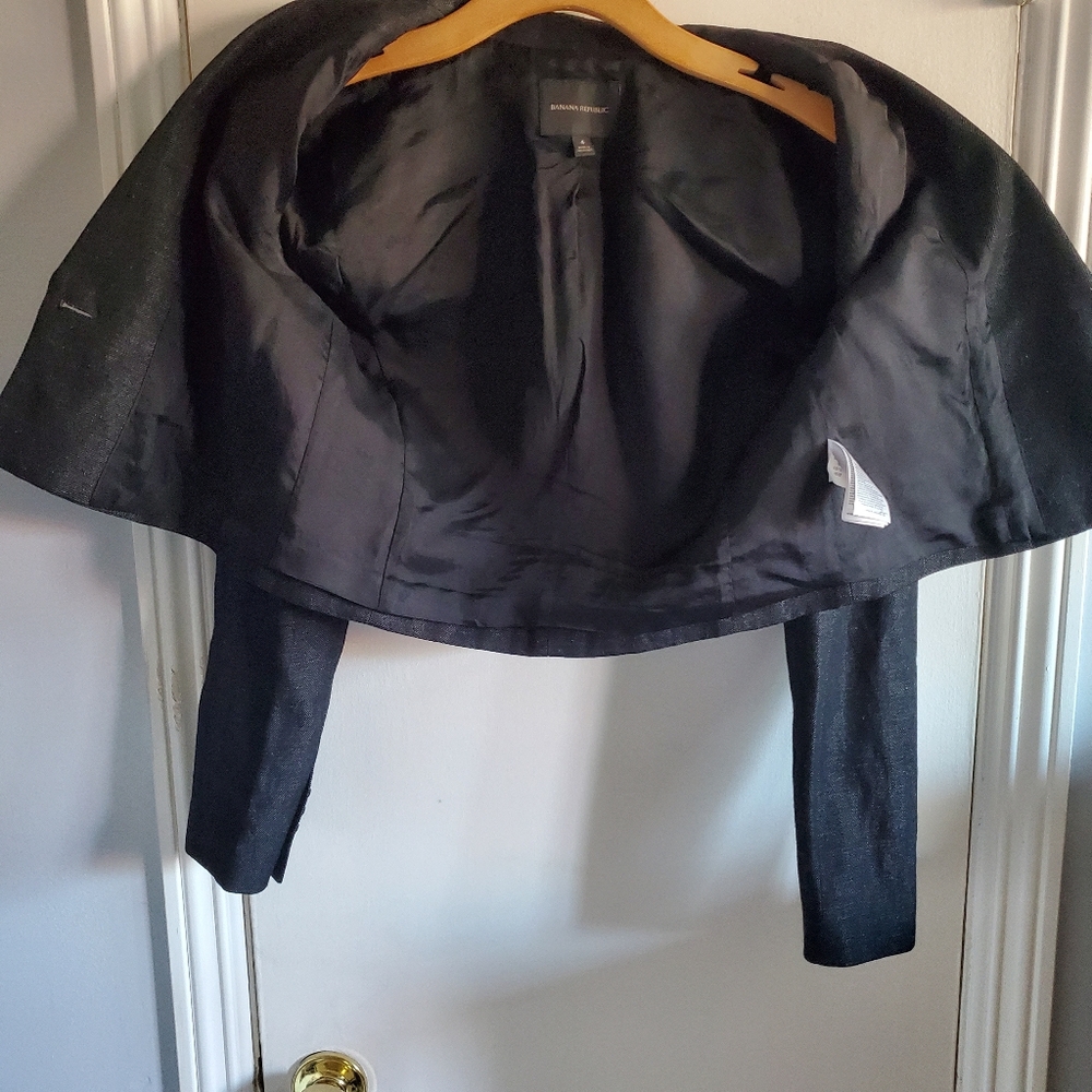 Banana Republic Loretta Wool Linen Cropped Blazer Size 4 Preppy Career Old Money - Picture 8 of 15